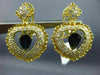 LARGE 2.45CT DIAMOND & AAA SAPPHIRE 14KT YELLOW GOLD HEART HALO HANGING EARRINGS