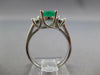 Estate 1.54Ct Diamond & Aaa Emerald 14Kt White Gold Oval 3 Stone Engagement Ring
