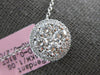LARGE 1.08CT DIAMOND 14KT WHITE GOLD 3D CLUSTER HALO INVISIBLE FLOATING PENDANT