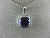 ESTATE 1.52CT DIAMOND & AAA AMETHYST 14KT WHITE GOLD CUSHION SQUARE HALO PENDANT
