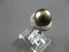 WIDE .44CT DIAMOND & AAA TAHITIAN PEARL 14K WHITE GOLD 3D CLASSIC SOLITAIRE RING