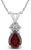 .53CT DIAMOND & AAA GARNET 14KT WHITE GOLD PEAR SHAPE & ROUND FLOATING PENDANT