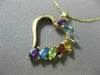 ESTATE 1.20CT AAA MULTI GEM 14K YELLOW GOLD 3D HEART JOURNEY FUN PENDANT #21386