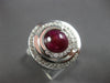 LARGE 4.30CT DIAMOND & AAA CABOCHON RUBY 14K WHITE GOLD 3D ROUND FUN RING #28296