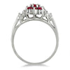 ESTATE .86CT DIAMOND & AAA RUBY 14K WHITE GOLD 3D CLASSIC FLOWER FUN RING
