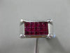 ESTATE WIDE 1.88CT DIAMOND & AAA RUBY 18KT WHITE GOLD ETOILE RECTANGLE MENS RING