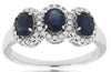 1.46CT DIAMOND & AAA SAPPHIRE 14KT WHITE GOLD 3D OVAL 3 STONE ANNIVERSARY RING