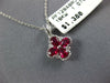 SMALL .74CT DIAMOND & AAA RUBY 18KT WHITE GOLD PEAR SHAPE 4 LEAF CLOVER PENDANT