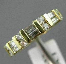 .75CT ROUND & BAGUETTE DIAMOND 14KT YELLOW GOLD SEMI ETERNITY WEDDING RING #1180