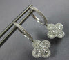 1.37CT DIAMOND 18KT WHITE GOLD 3D CLASSIC 4 LEAF CLOVER FLOWER HANGING EARRINGS