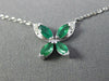 ESTATE .38CT DIAMOND & AAA EMERALD 14KT WHITE GOLD 3D BUTTERFLY LOVE NECKLACE