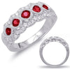 WIDE 1.17CT DIAMOND & AAA RUBY 14K WHITE GOLD 3D MULTI ROW 5 STONE INFINITY RING