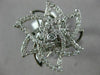 ESTATE LARGE 1.26CT ROUND DIAMOND 18K WHITE GOLD 3D CLASSIC FLOWER STAR FUN RING