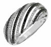 .73CT WHITE & BLACK DIAMOND 14KT WHITE GOLD MULTI ROW FILIGREE ANNIVERSARY RING