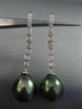 ESTATE LARGE .36CT DIAMOND 18KT WHITE GOLD AAA TAHITIAN PEARL ELONGATED EARRINGS