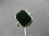 ANTIQUE WIDE GREEN AGATE 14K WHITE GOLD CLASSIC OPEN FILIGREE OCTAGON RING 26427