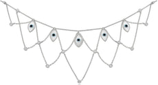 .36CT DIAMOND & AAA MOTHER OF PEARL 14KT WHITE GOLD MULTI EVIL EYE FUN NECKLACE