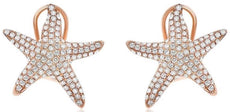 ESTATE LARGE 1.13CT DIAMOND 14KT ROSE GOLD 3D STARFISH CLIP ON EARRINGS