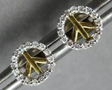 ESTATE .14CT DIAMOND 14KT WHITE & YELLOW GOLD CIRCULAR PEACE SIGN STUD EARRINGS