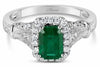.98CT DIAMOND & AAA EMERALD 18KT WHITE GOLD EMERALD CUT & ROUND HALO SQUARE RING