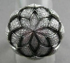 ANTIQUE 18KT WIDE FILIGREE SUN FLOWER 2.35CT DIAMOND BLACK AND WHITE GOLD RING !