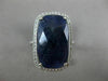 LARGE 6.13CT DIAMOND & AAA SLICED SAPPHIRE 14KT WHITE GOLD 3D HALO MILGRAIN RING