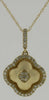 .21CT DIAMOND 14KT YELLOW GOLD MULTI LEAF MATTE & SHINY FLOWER FLOATING PENDANT