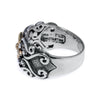 ESTATE .06CT DIAMOND 18KT YELLOW GOLD & 925 SILVER FLOWER STAR FILIGREE FUN RING