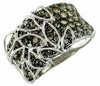 WIDE 2.0CT CHOCOLATE FANCY DIAMOND 14KT WHITE GOLD MULTI ROW MULTI LEAF FUN RING
