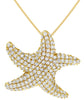 LARGE 1.92CT DIAMOND 14KT YELLOW GOLD 3D CLASSIC STARFISH LUCKY FLOATING PENDANT