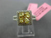 .88CT WHITE & FANCY YELLOW DIAMOND 18KT WHITE GOLD SQUARE FRIENSHIP PROMISE RING
