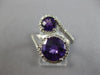 LARGE 3.57CT DIAMOND & AAA AMETHYST 14KT WHITE GOLD 3D DOUBLE CIRCULAR LOVE RING