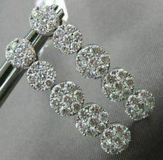 ESTATE 2.79CT ROUND DIAMOND 18KT WHITE GOLD 3D CLUSTER JOURNEY HANGING EARRINGS