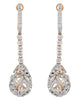 LARGE 1.74CT DIAMOND 18K WHITE ROSE GOLD MULTI FLOWER TEAR DROP HANGING EARRINGS
