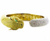 27.47CT WHITE FANCY YELLOW DIAMOND & AAA EMERALD 18K 2 TONE GOLD BANGLE BRACELET