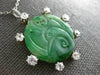 ANTIQUE LARGE 1.12CT DIAMOND & AAA JADE 18KT WHITE GOLD & PLATINUM BIRD PENDANT