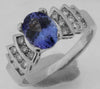 Estate 1.72Ct Diamond & AAA Tanzanite 14Kt White Gold 3D Oval & Round Engagement Ring