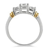 ESTATE 1.0CT DIAMOND 14K WHITE & YELLOW GOLD 3D CLASSIC 3 STONE ANNIVERSARY RING