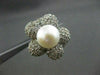 ESTATE LARGE 3.32CT DIAMOND 18KT WHITE GOLD PEARL FLOWER PAVE RING STUNNING!!