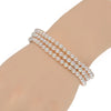 ESTATE WIDE AAA PINK PEARL 18KT WHITE GOLD 3D TRIPLE ROW CLASSIC FUN BRACELET