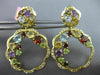 ESTATE LARGE 5.23 DIAMOND & MULTI GEM 14KT 2 TONE GOLD CLUSTER FLOWER EARRINGS