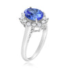 2.11CT DIAMOND & AAA TANZANITE 18KT WHITE GOLD OVAL ROUND & PRINCESS FLOWER RING