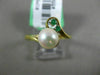 ESTATE .05CT AAA EMERALD & SOUTH SEA PEARL 14KT YELLOW GOLD 3D ANNIVERSARY RING