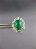 3.67CT DIAMOND & AAA CABOCHON EMERALD 14KT WHITE GOLD OVAL STUD EARRINGS #27152
