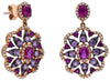 2.66CT DIAMOND & AAA PINK SAPPHIRE 14KT ROSE GOLD DOUBLE FLOWER HANGING EARRINGS