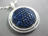 LARGE 2.71CT DIAMOND & AAA SAPPHIRE 18KT WHITE GOLD ROUND CLUSTER HALO PENDANT