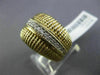 ESTATE WIDE .25CT ROUND DIAMOND 14KT WHITE & YELLOW GOLD 3D MULTI ROW BEAD RING