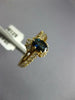 ESTATE .99CT DIAMOND & AAA SAPPHIRE 14K YELLOW GOLD OVAL & ROUND FRIENDSHIP RING