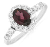Estate 1.47Ct Diamond & AAA Rhodolite 14Kt White Gold Oval & Round Halo Engagement Ring