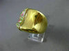 ESTATE LARGE .35CT DIAMOND 14K YELLOW GOLD GREEN & PINK ENAMEL FILIGREE FUN RING
